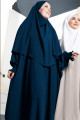 Medine İpeği Elbise ve Sufle Şal Takım Petrol Mavisi